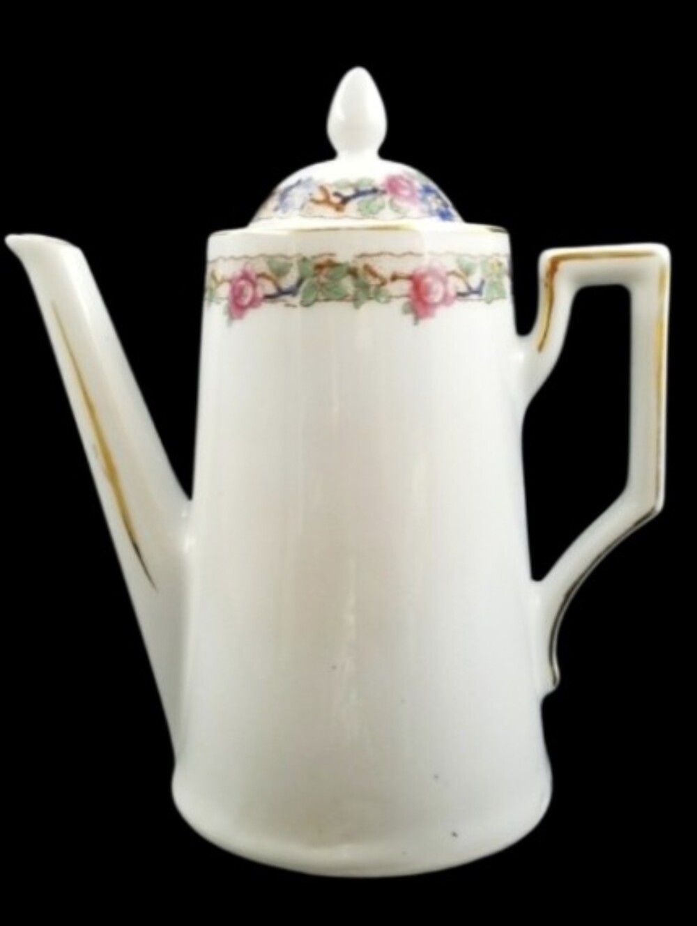 VINTAGE VICTORIA AUSTRIA PORCELAIN TEAPOT HAND PAINTED GOLD TRIM